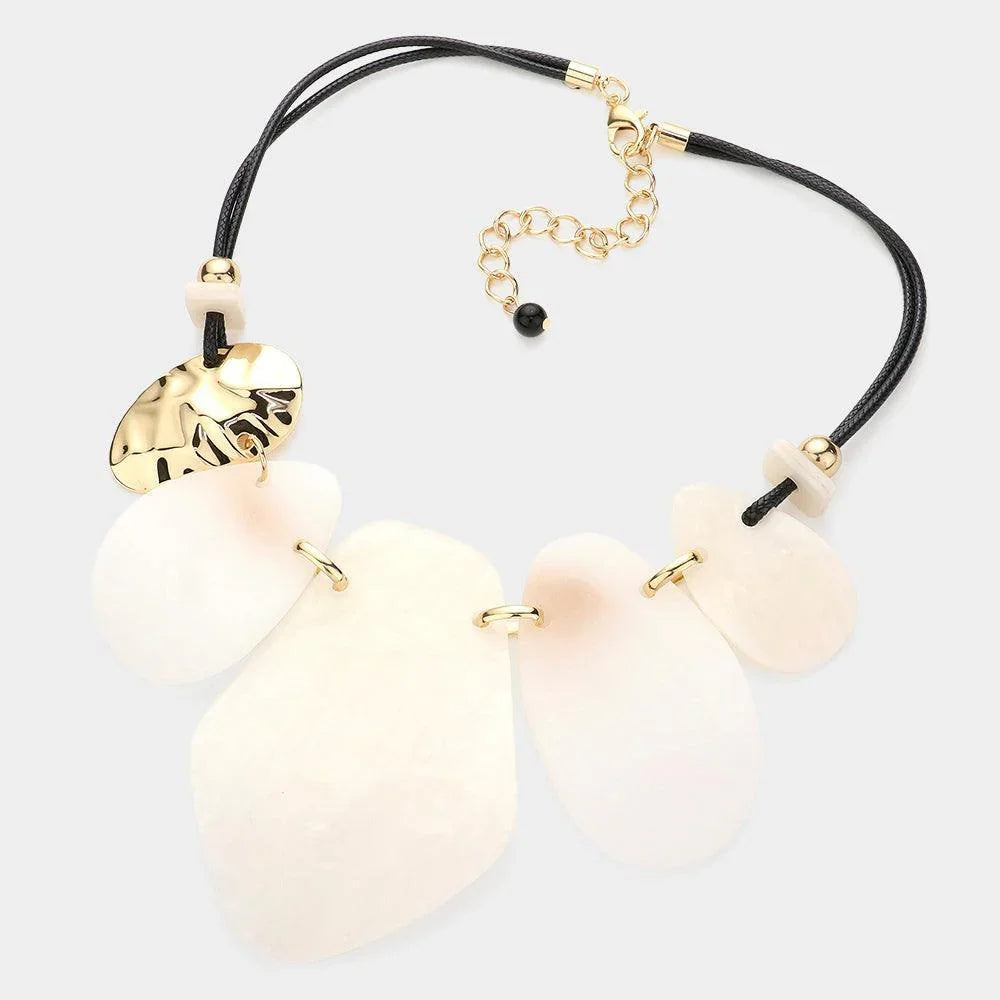 White Abstract Resin Metal Link Necklace - Jewelry Store by Erik Rayo