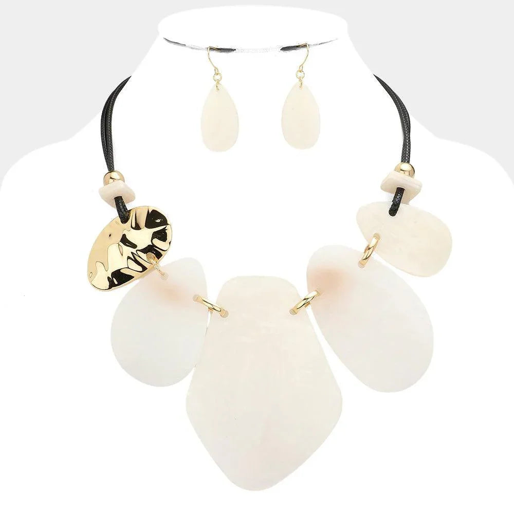 White Abstract Resin Metal Link Necklace - Jewelry Store by Erik Rayo