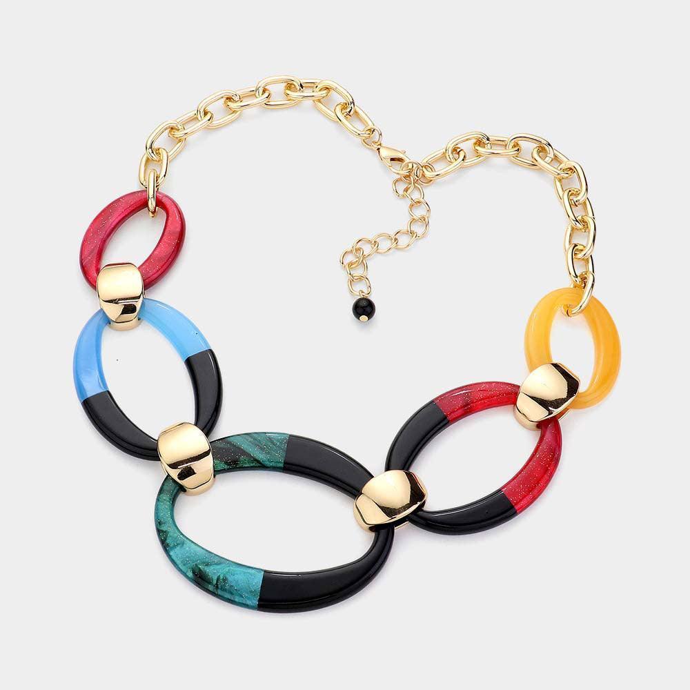 Celluloid Acetate Resin Open Oval Link Statement Necklace - Jewelry Store by Erik Rayo