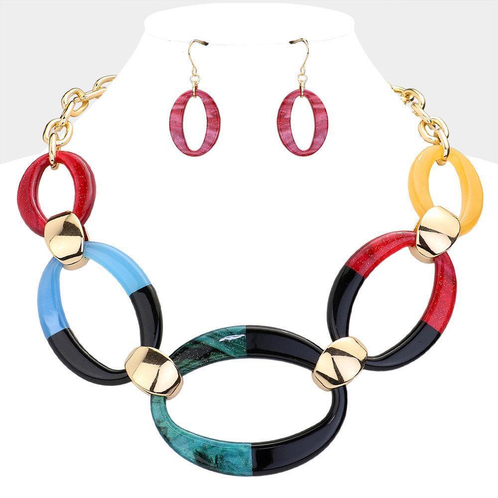 Celluloid Acetate Resin Open Oval Link Statement Necklace - Jewelry Store by Erik Rayo