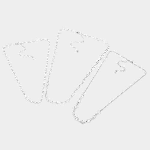 3PCS - Round Lucite Open Metal Oval Link Necklaces - Jewelry Store by Erik Rayo