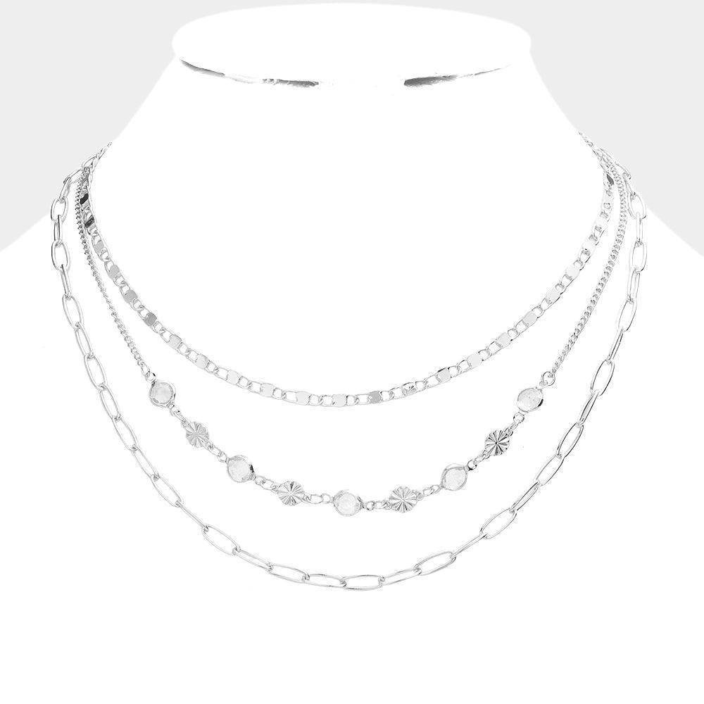 3PCS - Round Lucite Open Metal Oval Link Necklaces - Jewelry Store by Erik Rayo