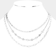 Load image into Gallery viewer, 3PCS - Round Lucite Open Metal Oval Link Necklaces
