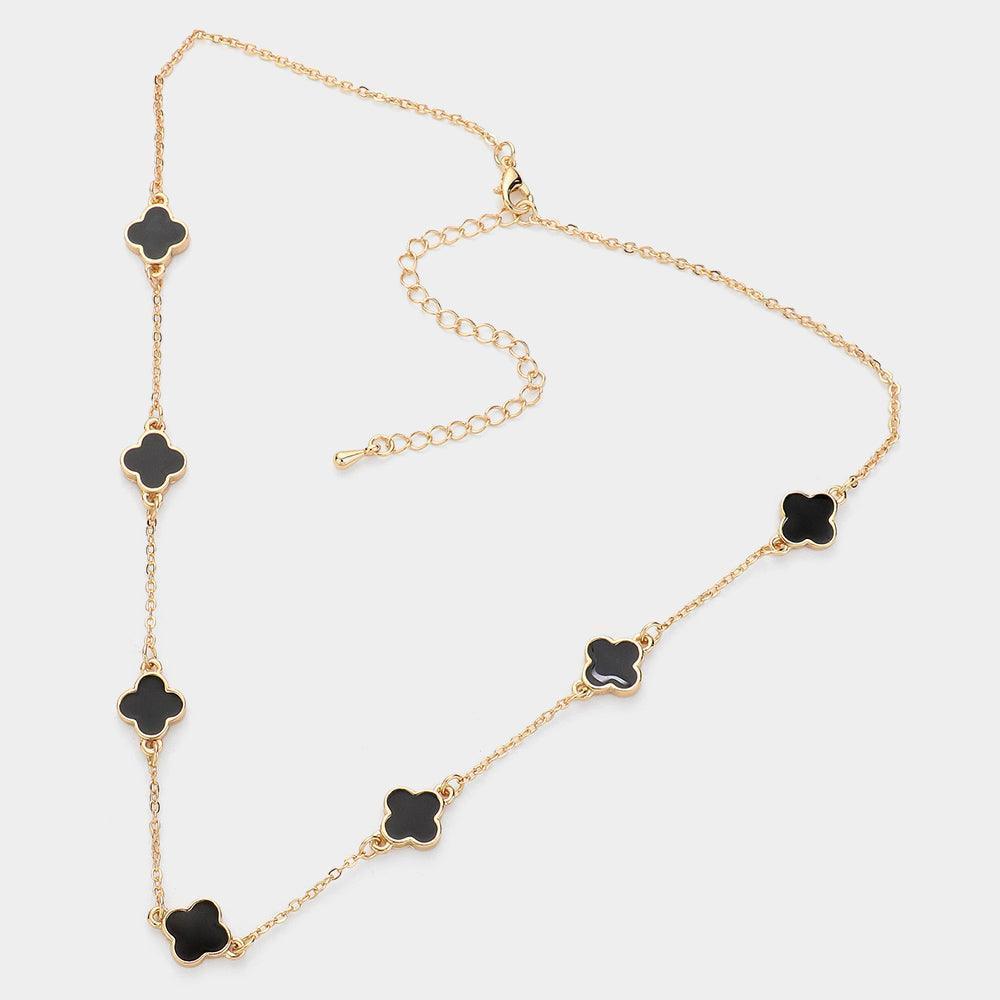 Black Quatrefoil Station Necklace - Jewelry Store by Erik Rayo