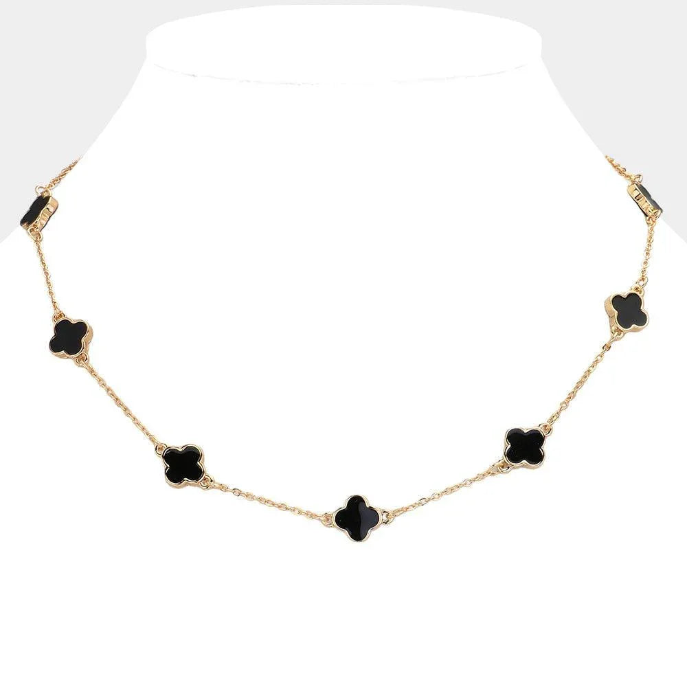 Black Quatrefoil Station Necklace - Jewelry Store by Erik Rayo