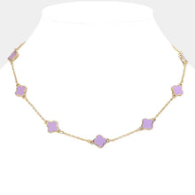 Load image into Gallery viewer, Lavender Quatrefoil Station Necklace
