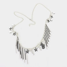 Load image into Gallery viewer, Hematite Seahorse &amp; starfish fringe necklace
