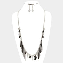 Load image into Gallery viewer, Hematite Seahorse &amp; starfish fringe necklace
