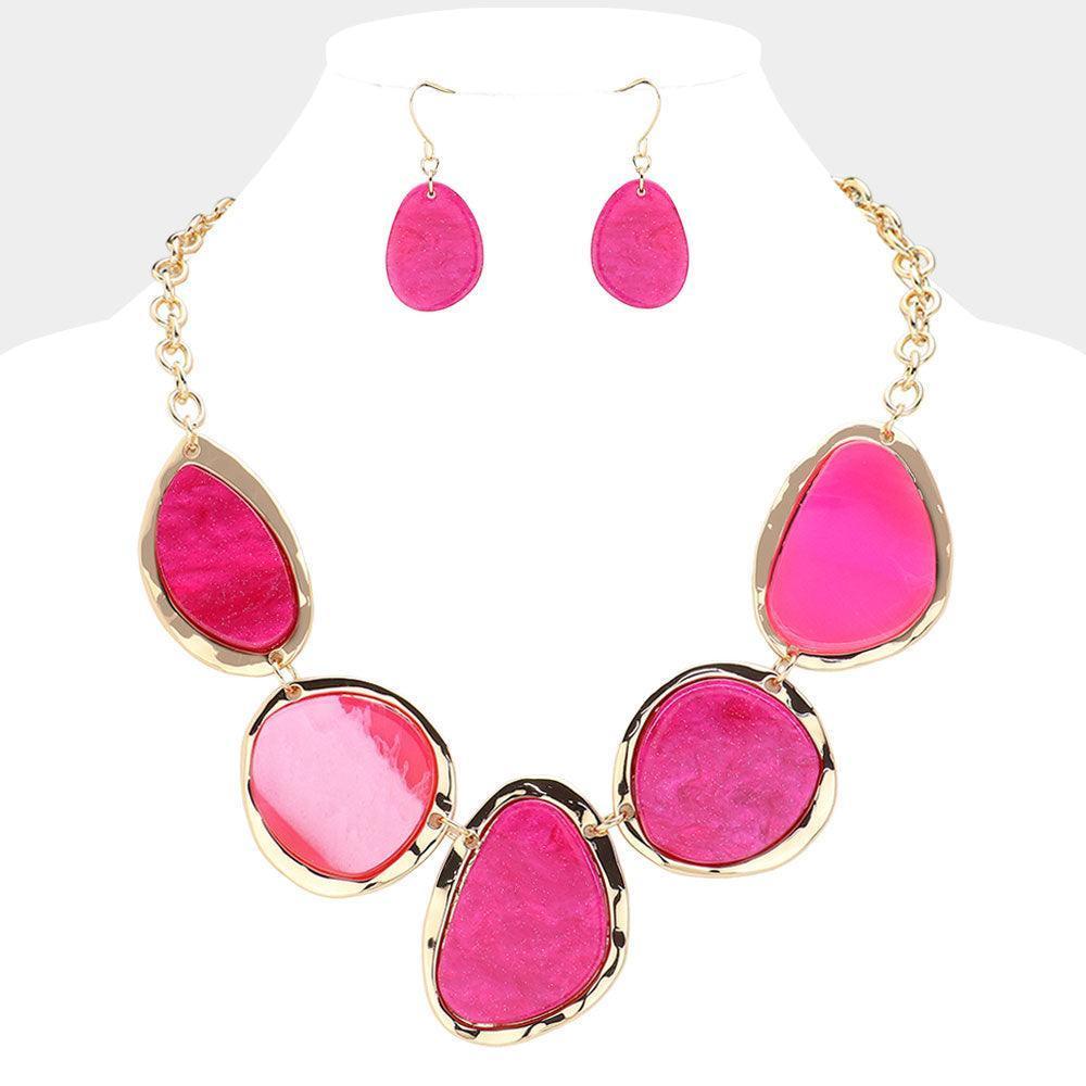 Red Abstract Celluloid Acetate Plate Link Bib Necklace - Jewelry Store by Erik Rayo