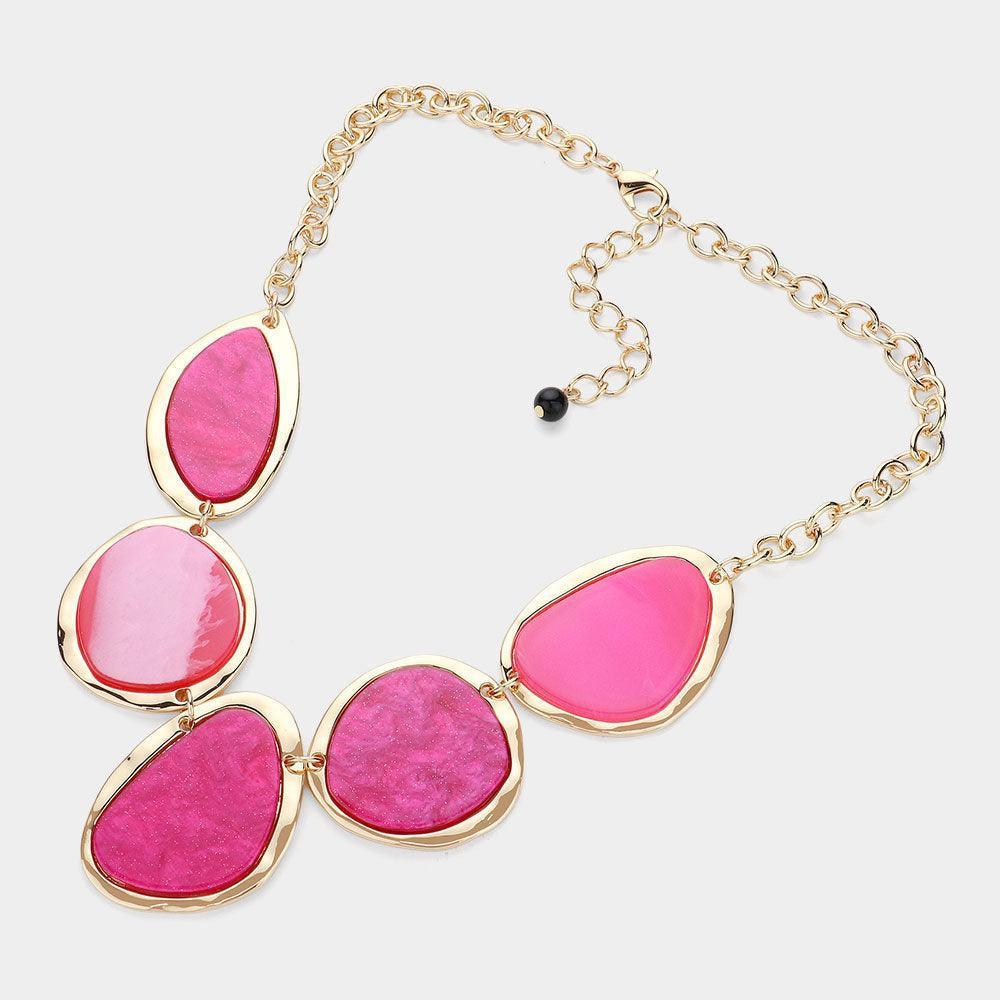 Red Abstract Celluloid Acetate Plate Link Bib Necklace - Jewelry Store by Erik Rayo