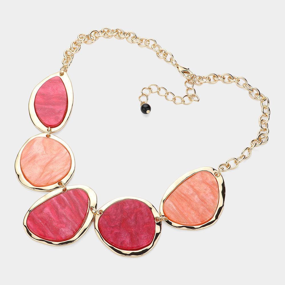 Red Abstract Celluloid Acetate Plate Link Bib Necklace - Jewelry Store by Erik Rayo