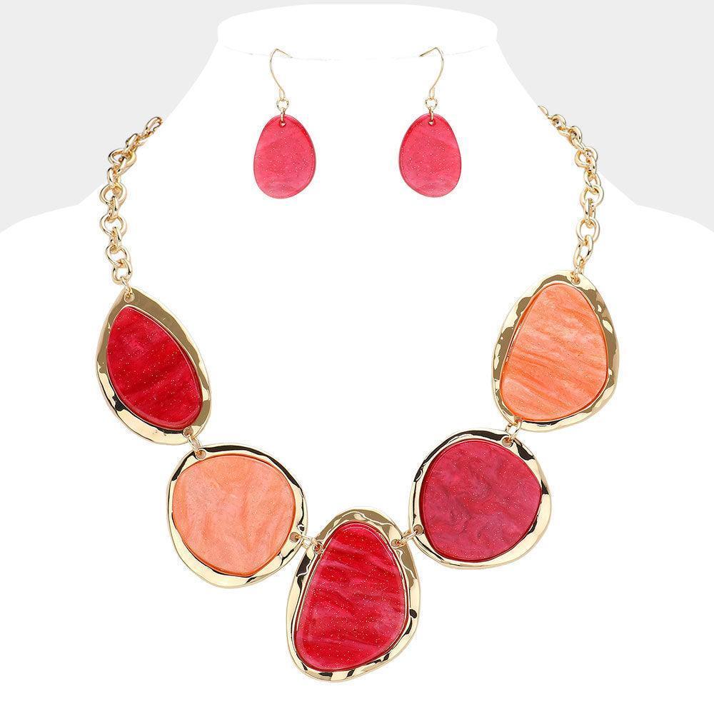 Red Abstract Celluloid Acetate Plate Link Bib Necklace - Jewelry Store by Erik Rayo