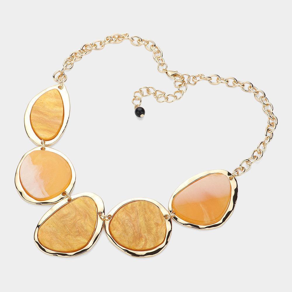 Yellow Abstract Celluloid Acetate Plate Link Bib Necklace - Jewelry Store by Erik Rayo