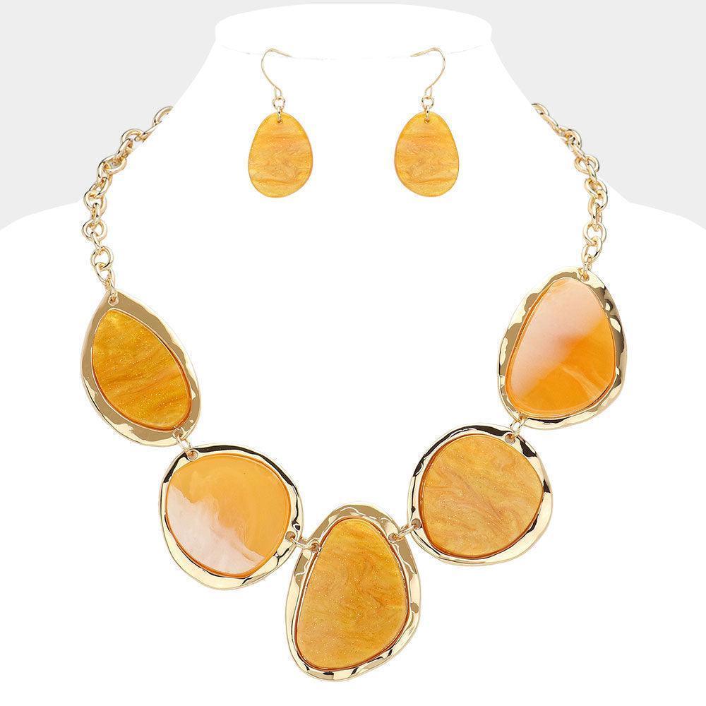 Yellow Abstract Celluloid Acetate Plate Link Bib Necklace - Jewelry Store by Erik Rayo