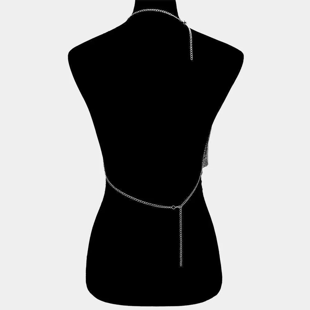 Flower Printed Metal Mesh Camisole Halter Top Body Chain Necklace - Jewelry Store by Erik Rayo