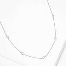 Load image into Gallery viewer, Gold White Gold Dipped Brass Metal Round CZ Station Necklace
