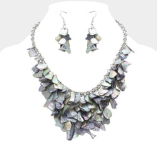 Load image into Gallery viewer, Silver Colorful Mother of Pearl Cluster Bib Necklace
