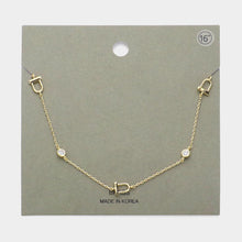 Load image into Gallery viewer, Gold Stone Bezel Horseshoe Station Necklace
