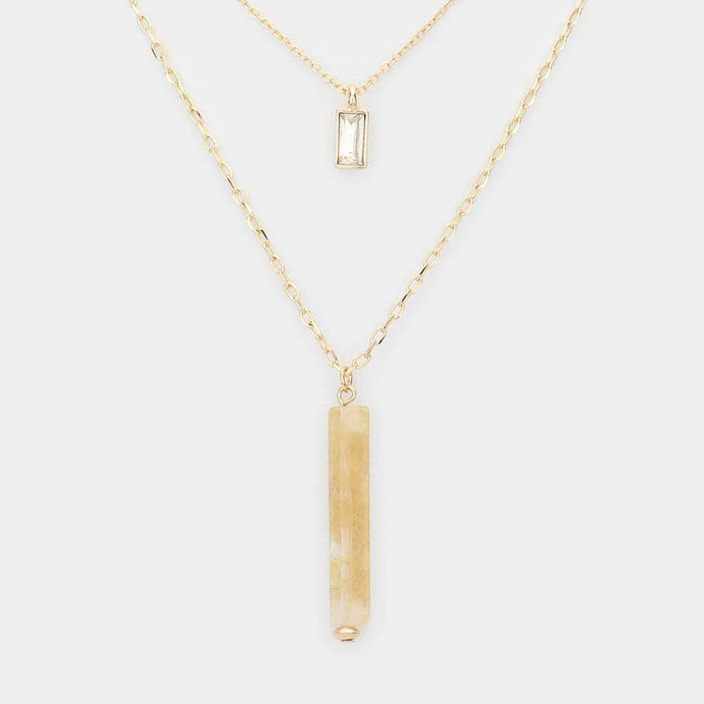 Rectangular Stone Natural Stone Pendant Double Layered Necklace - Jewelry Store by Erik Rayo