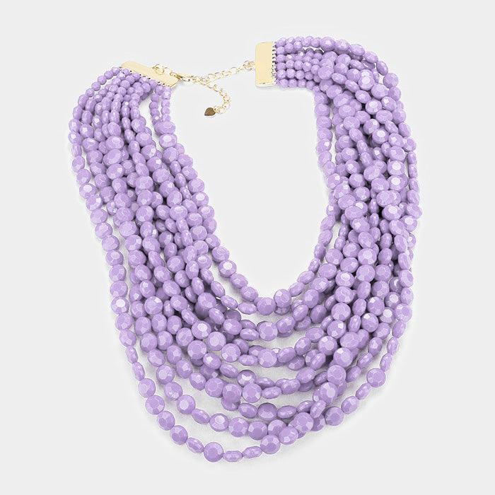 Lavender Multi Strand Faceted Round Beaded Necklace - Jewelry Store by Erik Rayo