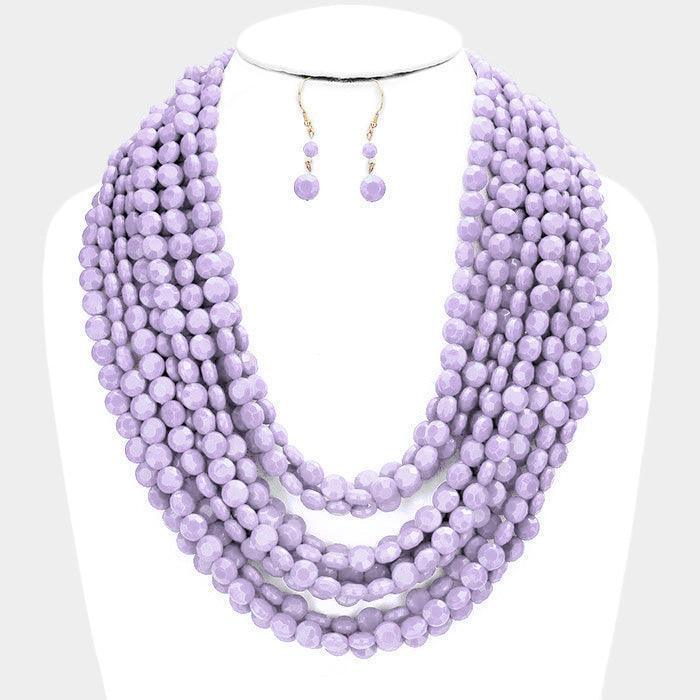 Lavender Multi Strand Faceted Round Beaded Necklace - Jewelry Store by Erik Rayo