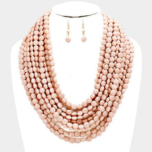 Load image into Gallery viewer, Pink Multi Strand Faceted Round Beaded Necklace
