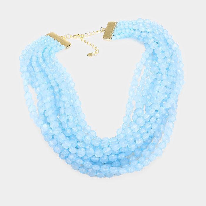 Blue Multi Strand Faceted Round Beaded Necklace - Jewelry Store by Erik Rayo