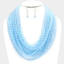 Load image into Gallery viewer, Blue Multi Strand Faceted Round Beaded Necklace
