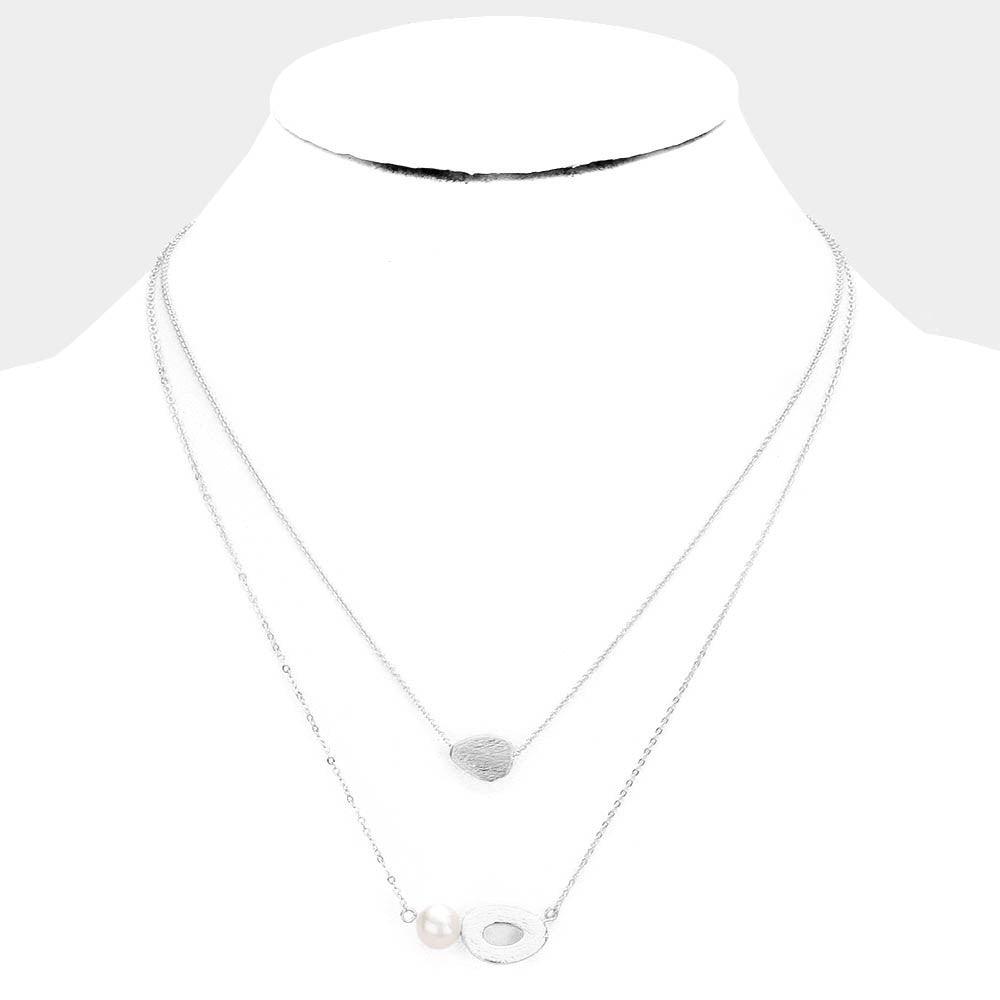 2-Row Pearl Pendant Necklace