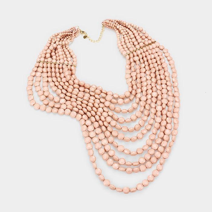 Pink Multi Strand Faceted Beaded Necklace - Jewelry Store by Erik Rayo