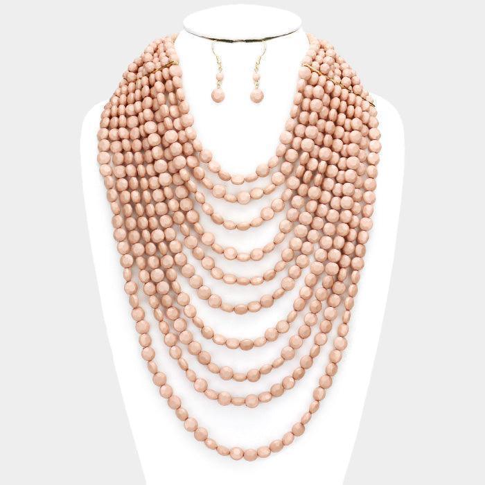 Pink Multi Strand Faceted Beaded Necklace - Jewelry Store by Erik Rayo