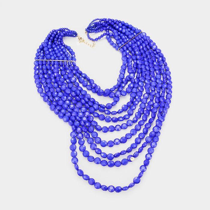 Blue Multi Strand Faceted Beaded Necklace - Jewelry Store by Erik Rayo
