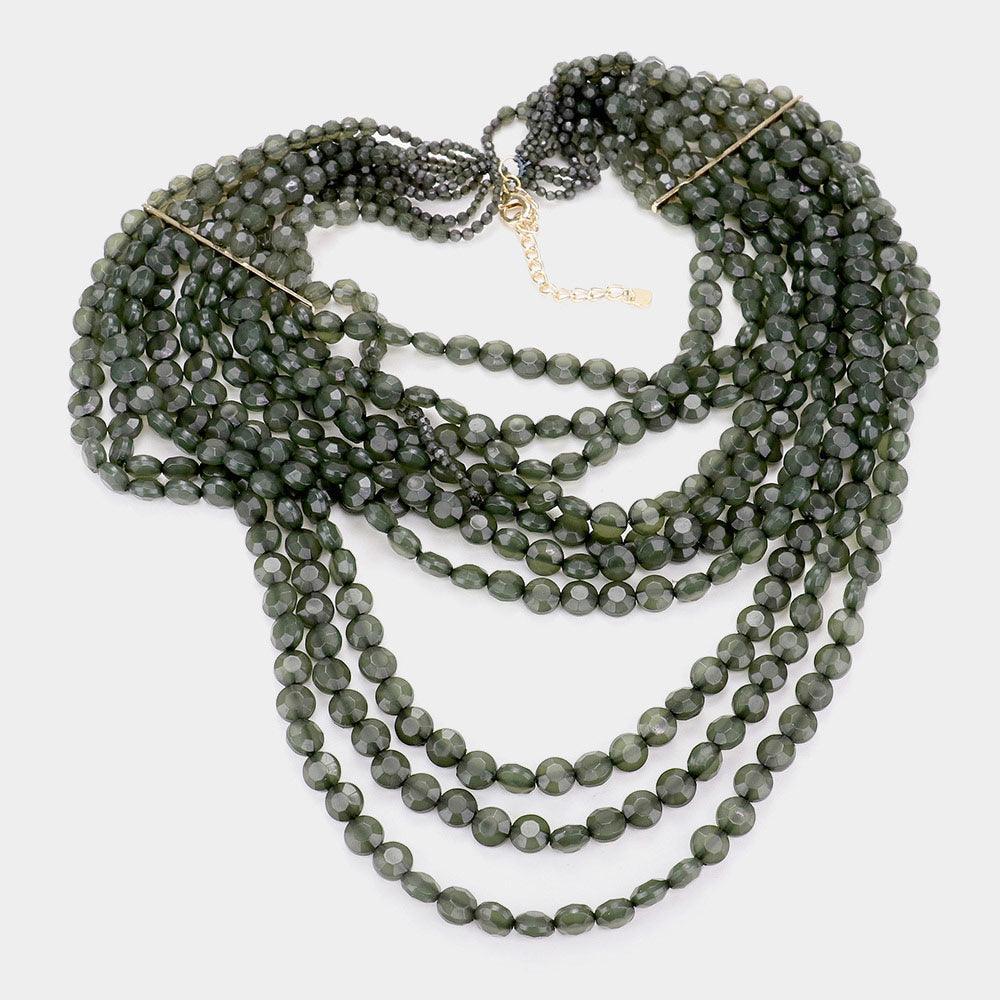 Black Multi Strand Faceted Beaded Necklace - Jewelry Store by Erik Rayo