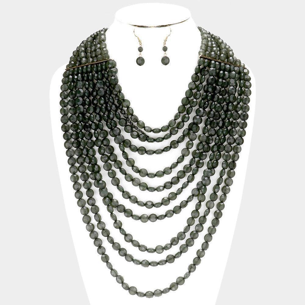 Black Multi Strand Faceted Beaded Necklace - Jewelry Store by Erik Rayo