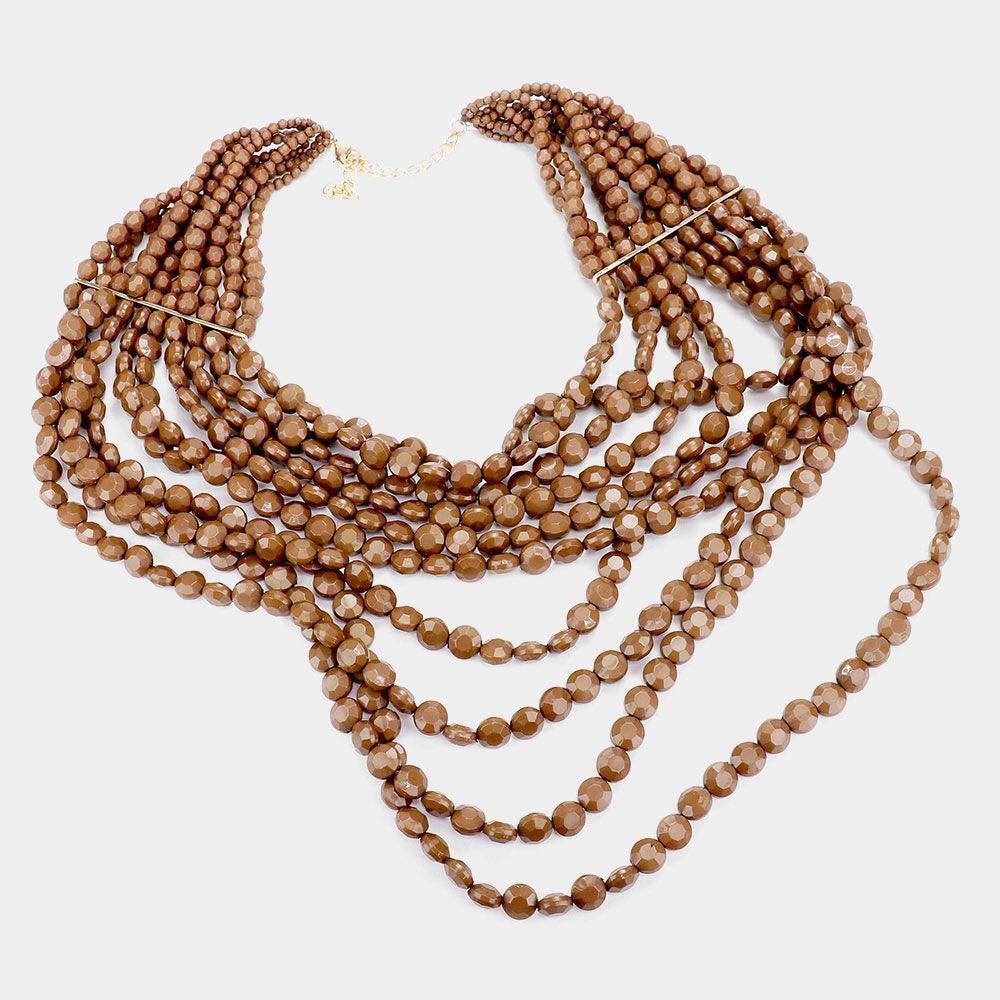 Brown Multi Strand Faceted Beaded Necklace - Jewelry Store by Erik Rayo