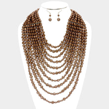 Load image into Gallery viewer, Brown Multi Strand Faceted Beaded Necklace
