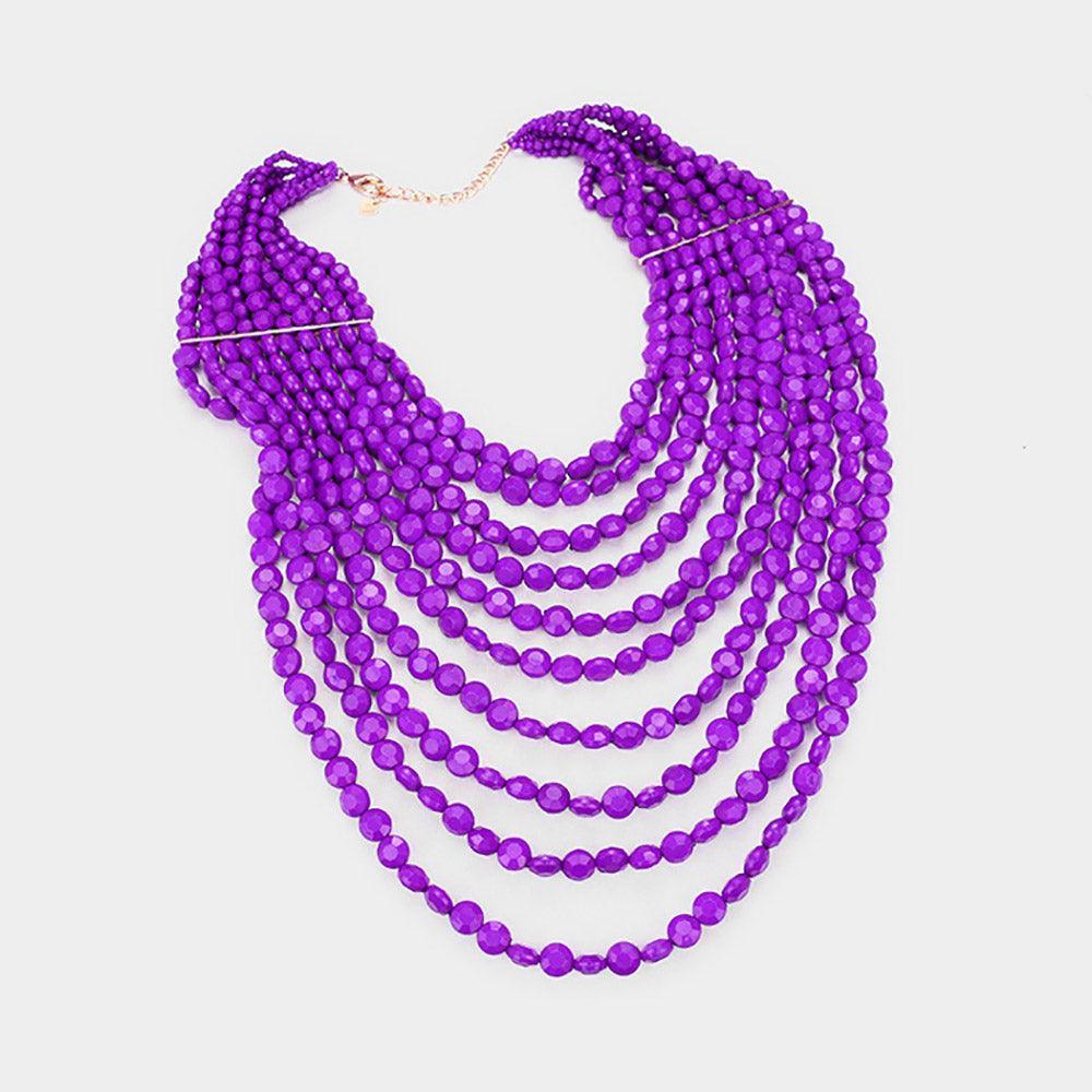 Purple Multi Strand Faceted Beaded Necklace - Jewelry Store by Erik Rayo