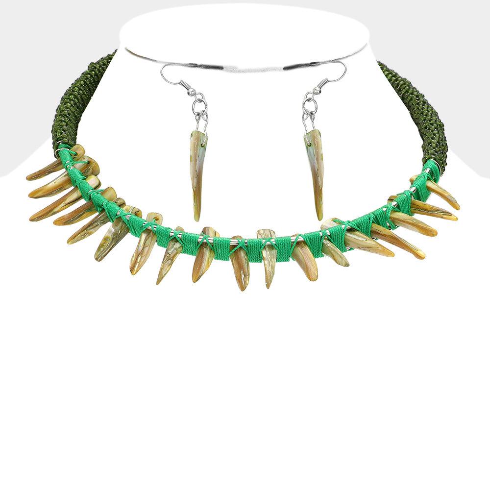 Green Abstract Collar Necklace