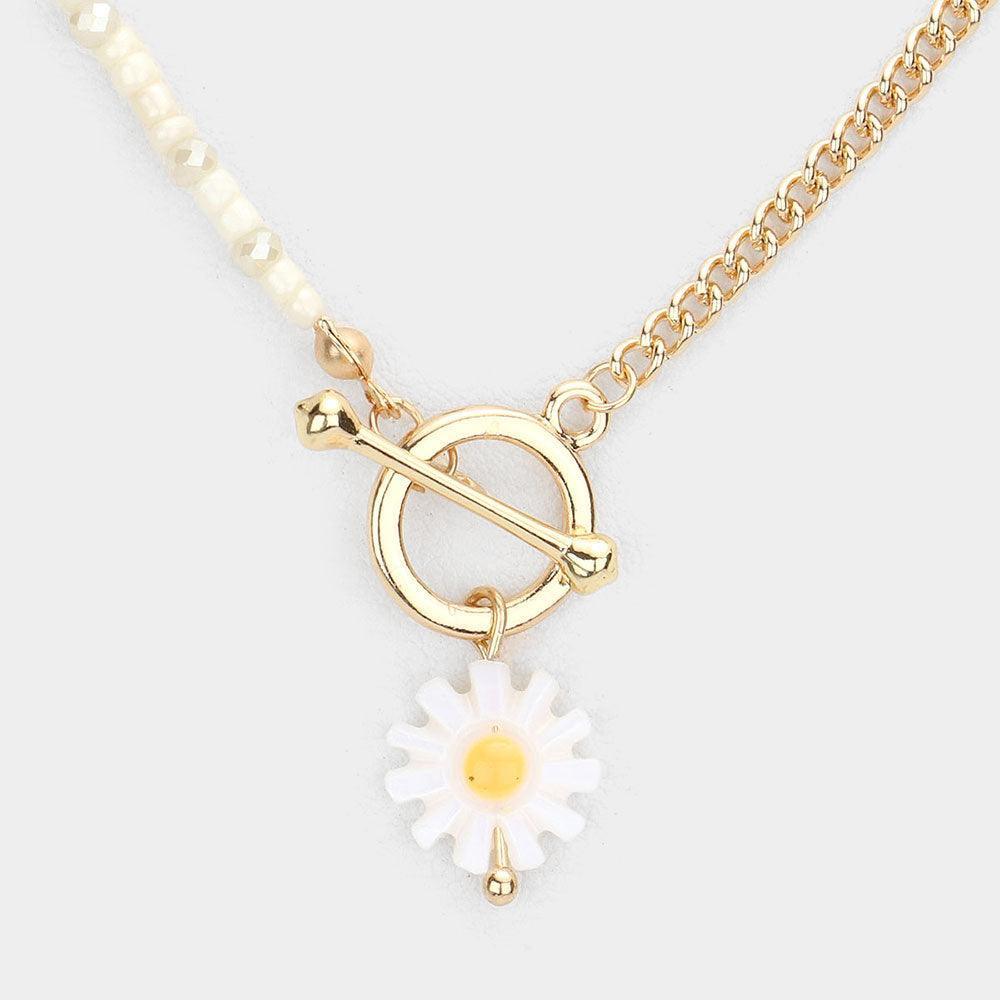 Flower Pendant Seed Beaded Necklace - Jewelry Store by Erik Rayo