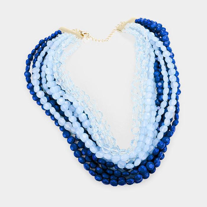 Multi Strand Faceted Round Lucite Beaded Bib Necklace - Jewelry Store by Erik Rayo