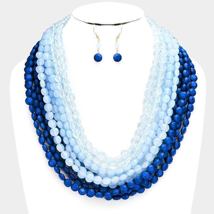 Multi Strand Faceted Round Lucite Beaded Bib Necklace - Jewelry Store by Erik Rayo