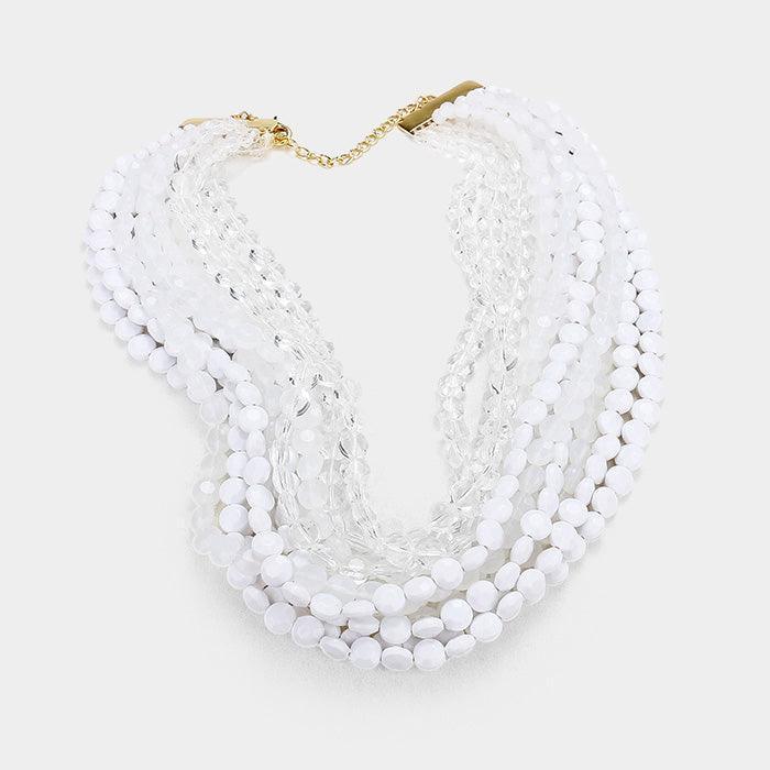 Multi Strand Faceted Round Lucite Beaded Bib Necklace - Jewelry Store by Erik Rayo