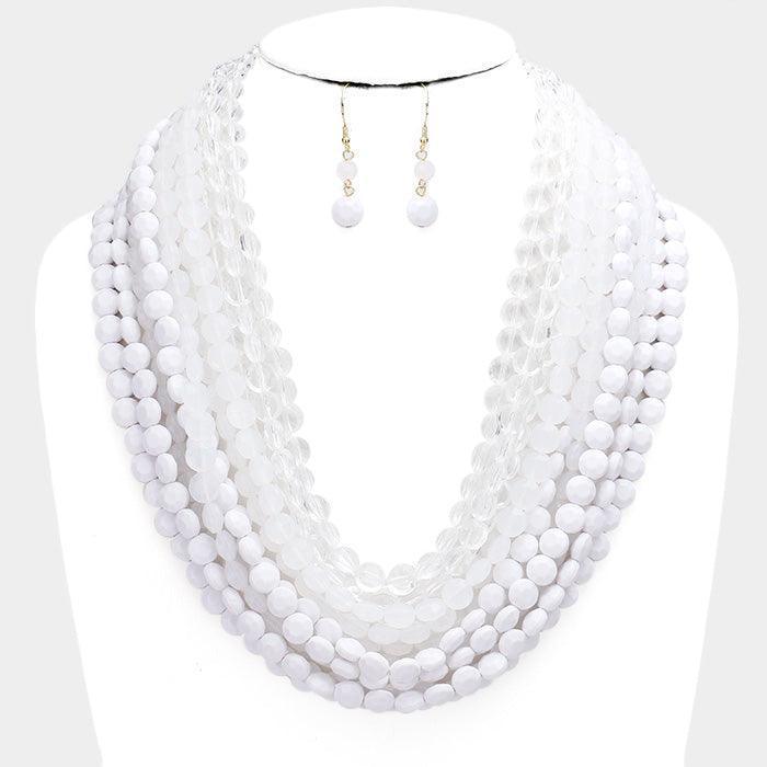 Multi Strand Faceted Round Lucite Beaded Bib Necklace - Jewelry Store by Erik Rayo