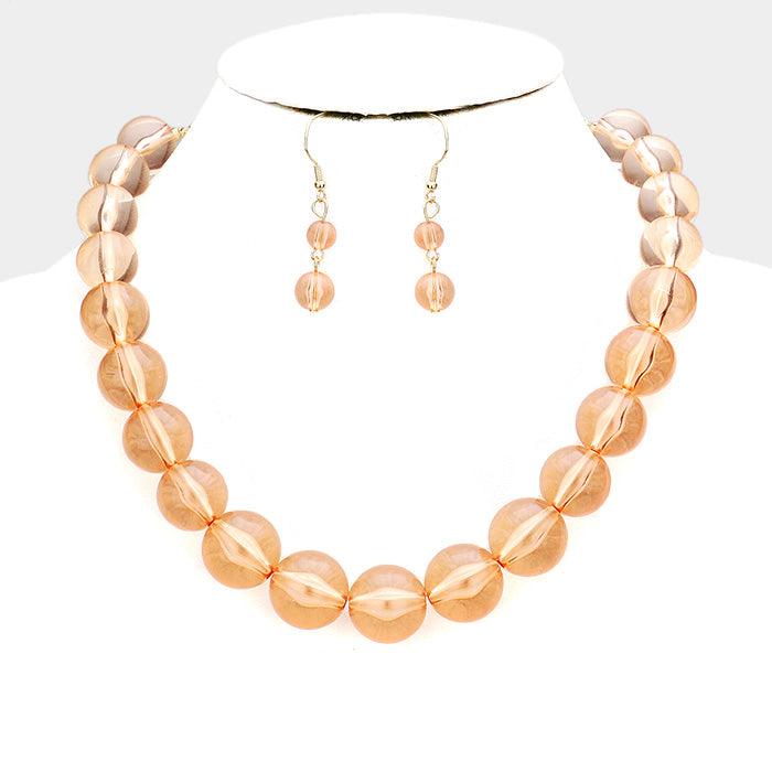 Lucite Ball Collar Bib Necklace