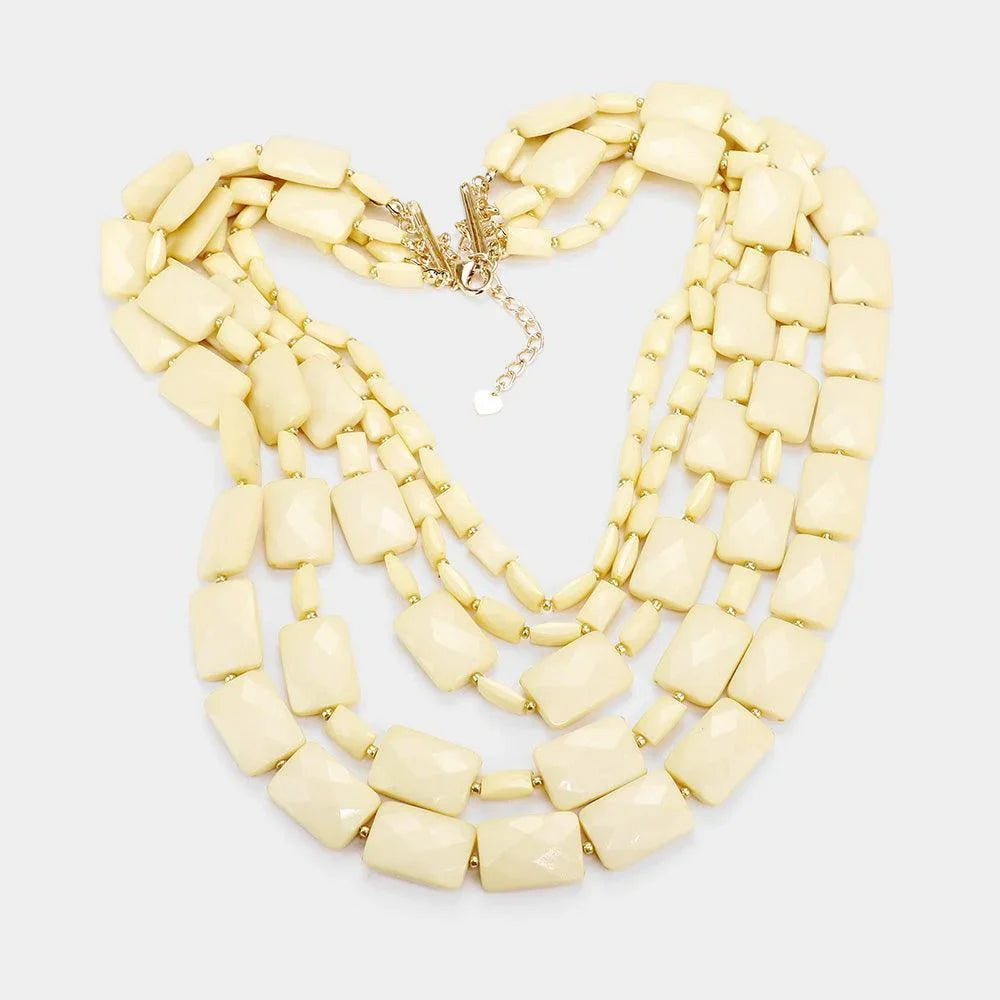 Multi Strand Resin Rectangle Bead Necklace - Jewelry Store by Erik Rayo