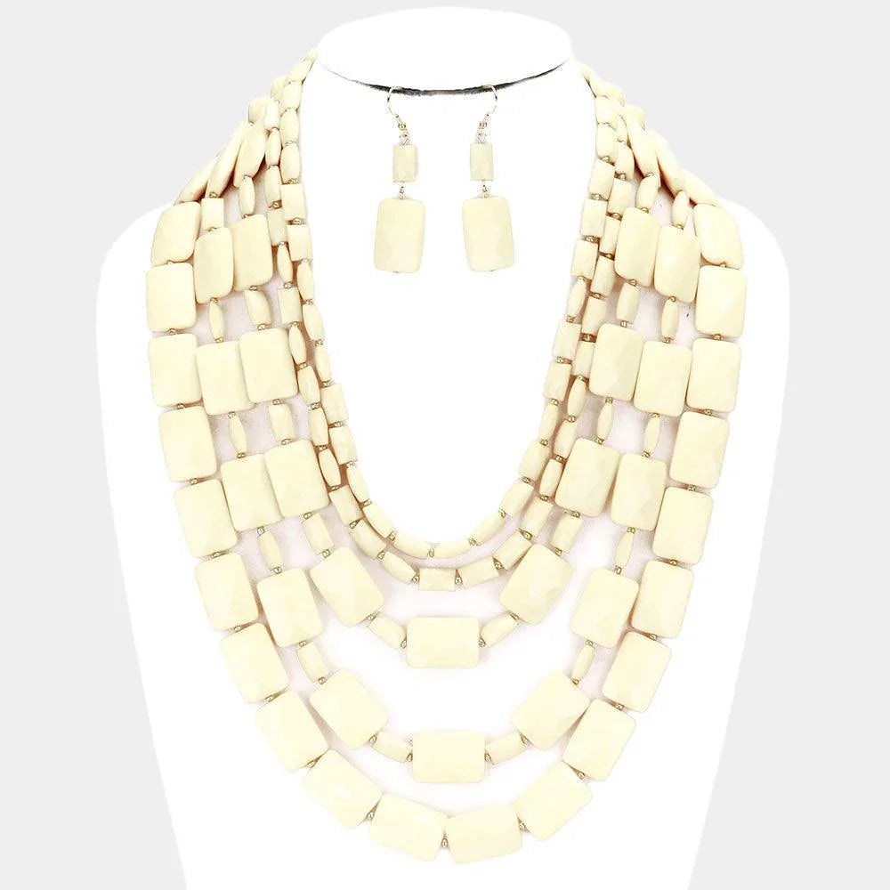 Multi Strand Resin Rectangle Bead Necklace - Jewelry Store by Erik Rayo