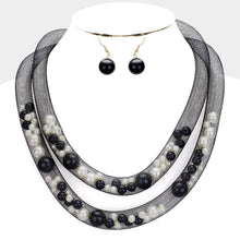 Load image into Gallery viewer, Cream Double Mesh Tube Pearl Collar Necklace
