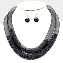 Load image into Gallery viewer, Black Double Mesh Tube Pearl Collar Necklace
