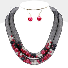 Load image into Gallery viewer, Black Double Mesh Tube Pearl Collar Necklace
