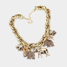 Load image into Gallery viewer, Gold Elephant Fringe Chain Necklace
